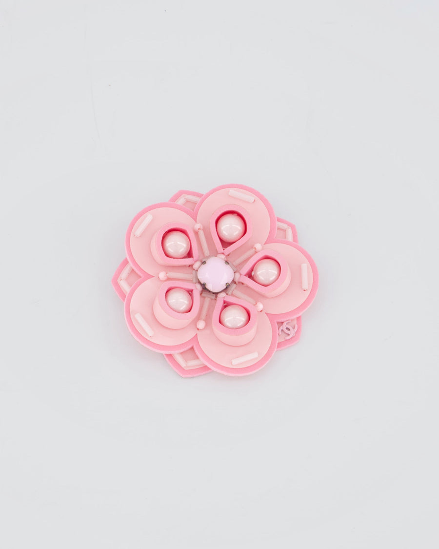*RARE* Chanel 16/C Pink Camellia Beaded Perspex Brooch