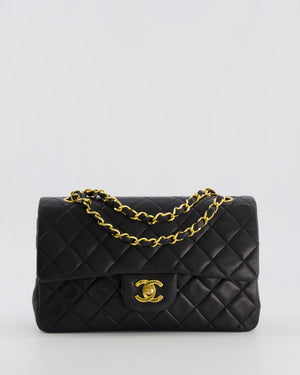 Chanel Vintage Black Small Classic Double Flap Bag in Lambskin Leather with 24K Gold Hardware