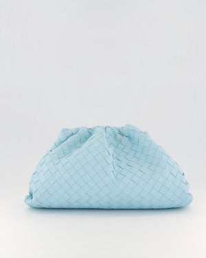 Bottega Veneta Pastel Blue Intrecciato Leather Clutch Bag