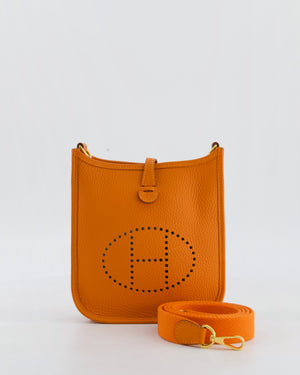Hermès Mini Evelyne Bag in Orange Clemence Leather with Gold Hardware