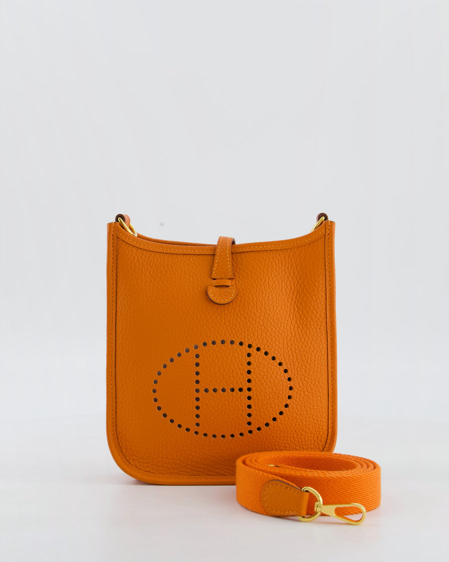 Hermès Mini Evelyne Bag in Orange Clemence Leather with Gold Hardware