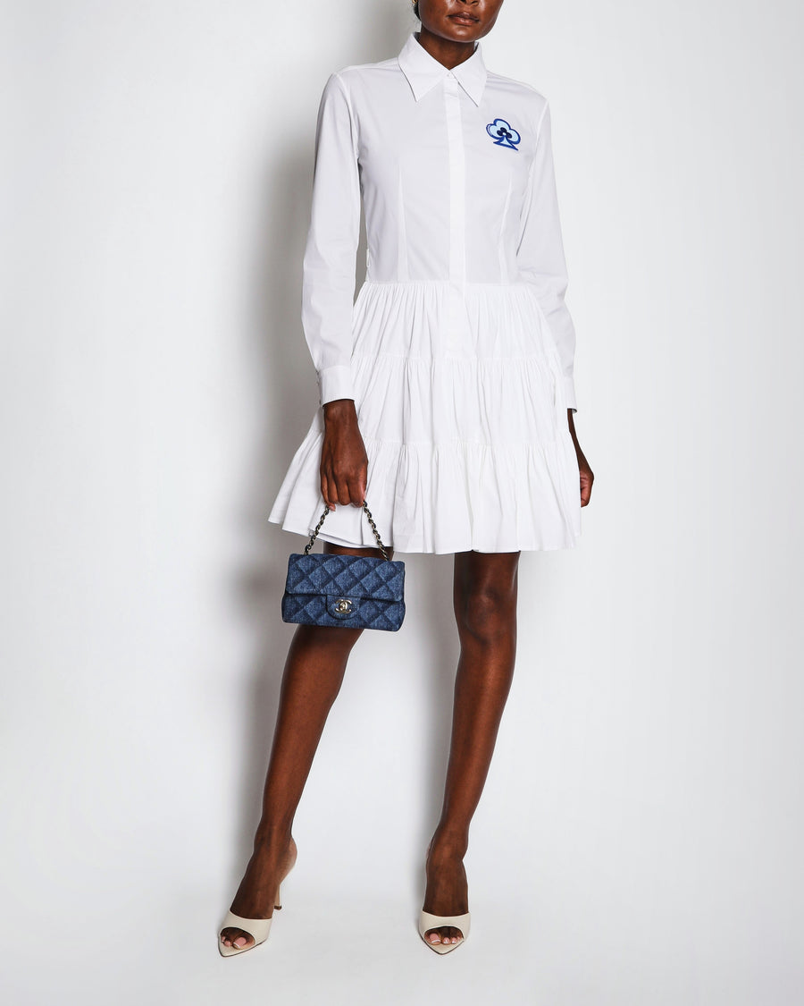 Louis Vuitton White Long Sleeve Midi Shirt Dress FR 38 (UK 10)