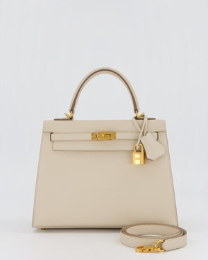 Hermès Kelly 25 Sellier Bag in Craie Epsom Leather with Gold Hardware