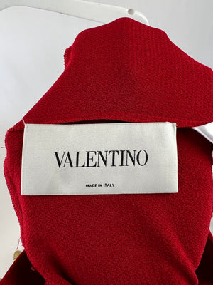 Valentino Red Draped Silk One shoulder Dress Size IT 40 (UK 8)