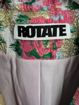 Rotate Metallic Silver, Pink, Gold and Green Blazer Dress with Embellished Button Detail Size UK 14