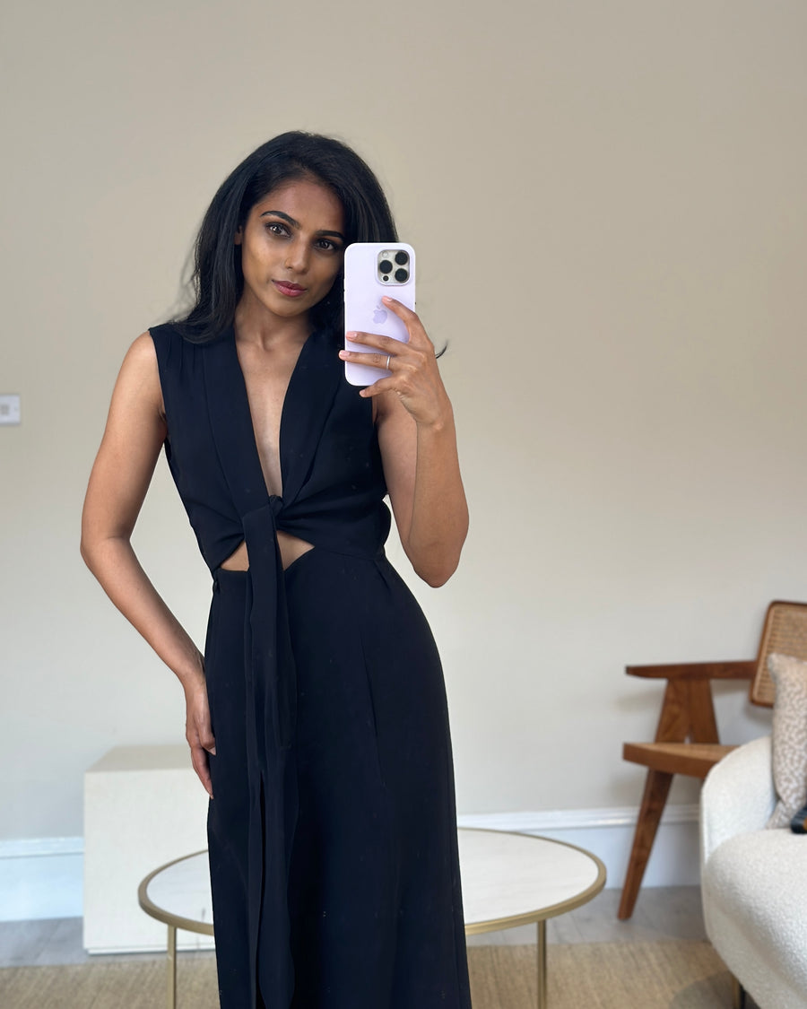 Chanel Black Cut-Out Maxi Dress with CC Detail FR 34 (UK 6)