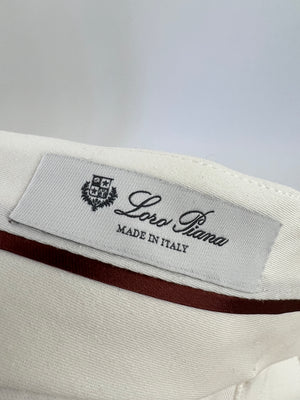 Loro Piana White Cotton Wide Leg Trousers with Hem Detail Size IT 44 (UK 12)