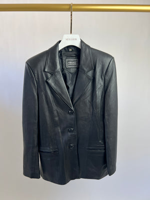 Versace Jeans Couture Black Leather Jacket Size M ( UK 10 -12)