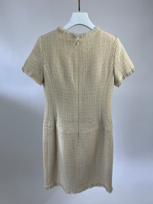 Chanel Cream Tweed Wool Dress with Tassel Detailing FR 38 (UK 10)
