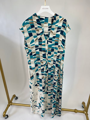 Loro Piana White and Blue Short Sleeve Dress Size IT 40 (UK 8)