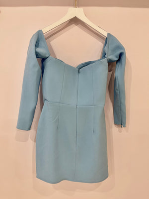 Alex Perry Baby Blue Paityn Off Shoulder Sweetheart Drape Mini Dress Size UK 10 RRP - £970