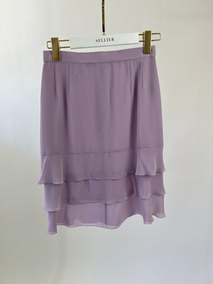 *HOT VINTAGE* Chanel Vintage 98C Lilac Tiered Midi Skirt Size FR 38 (UK 10)