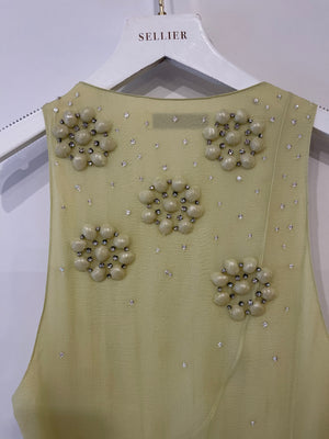 Christian Dior Lime Mini Flower Embellished Dress Size FR 36 (UK 8)