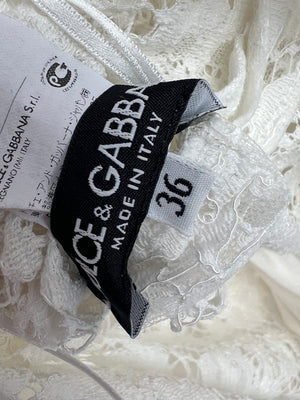 Dolce & Gabbana White Lace Three Quarter Length Sleeve Dress Size IT 36 (UK 4)