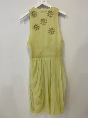 Christian Dior Lime Mini Flower Embellished Dress Size FR 36 (UK 8)