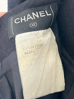 Chanel Black Wool Plain Mini Skirt with Pocket Detail Size FR 42 (UK 14)