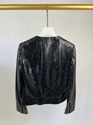 Gucci Black Lambskin Leather Jacket with Cracked Leather Effect Size IT 38 (UK 6)