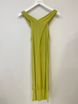 Roberto Cavalli Lime Midi Sleeveless Dress with Gold Buckle Detail Size IT 38 (UK 6)