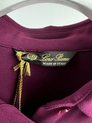 Loro Piana Burgundy Two-Tone Silk Tailored Shirt Size IT 46 (UK 14)