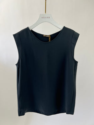 Loro Piana Dark Green Sleeveless Silk Shirt IT 46 (UK 14)