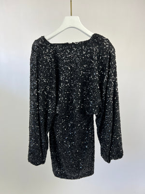 Retrofēte Black Sequin Embellished Mini Dress Size S (UK 8)