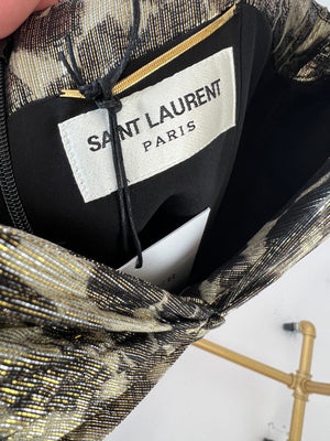 Saint Laurent Leopard Metallic Pleated Mini Dress FR 36 (UK 8)