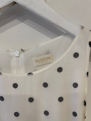 Valentino White Silk Polka Dot Dress with Belt Size IT 38 (UK 6)
