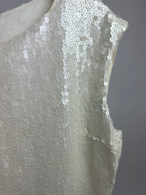 Chanel White Sequin Sleeveless Dress Size FR 42 (UK 14)