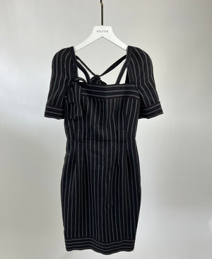 Chanel Black Wool Dress with Red and White Stitching Detail Size FR 34 (UK 6)