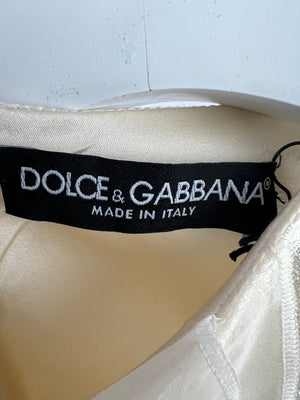 Dolce & Gabbana Ivory Ruched Short Sleeve Dress IT 38 (UK 6)