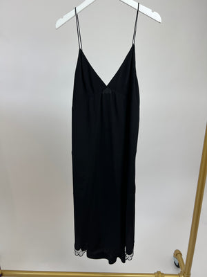 No21 Black Slip Dress with Lace Scalloped Hem Size IT 42 (UK 10)