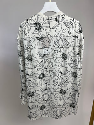 Loro Piana White and Black Floral Silk Shirt