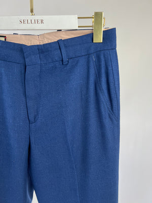 Gucci Navy Blue Linen Tailored Suit Trousers IT 40 (UK 8)