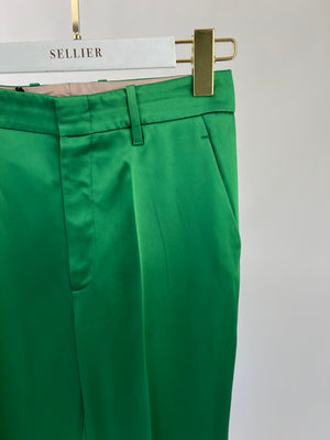 Gucci Green Satin Wide Leg Cropped Trousers IT 40 (UK 8)