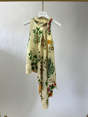 Oscar De La Renta Floral Silk High Neck Blouse with Asymmetric Hem Detail Size 0 ( UK 6)