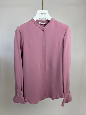 Loro Piana Purple Collarless Silk Shirt Size IT 38 (UK 6)