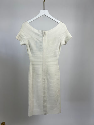 Herve Leger White Knit Bodycon Dress Size XS (UK 6)