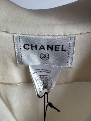 Chanel Silk Cream and Black Cut Out Dress with Bow Detail  Size FR 38 (UK 10)