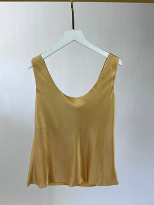 Alberta Ferretti Gold Silk Blouse and Embellished Mini Skirt Set Size IT 38 ( UK 6)