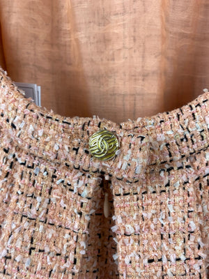 *HOT* Chanel Peach Tweed Belted Mini Dress with CC Buttons FR 34 (UK 4- 6)