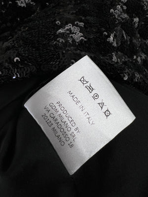 Giuseppe Di Morabito Black Sequin Mini Skirt with Ruffle Detail Size IT 40 (UK 8)