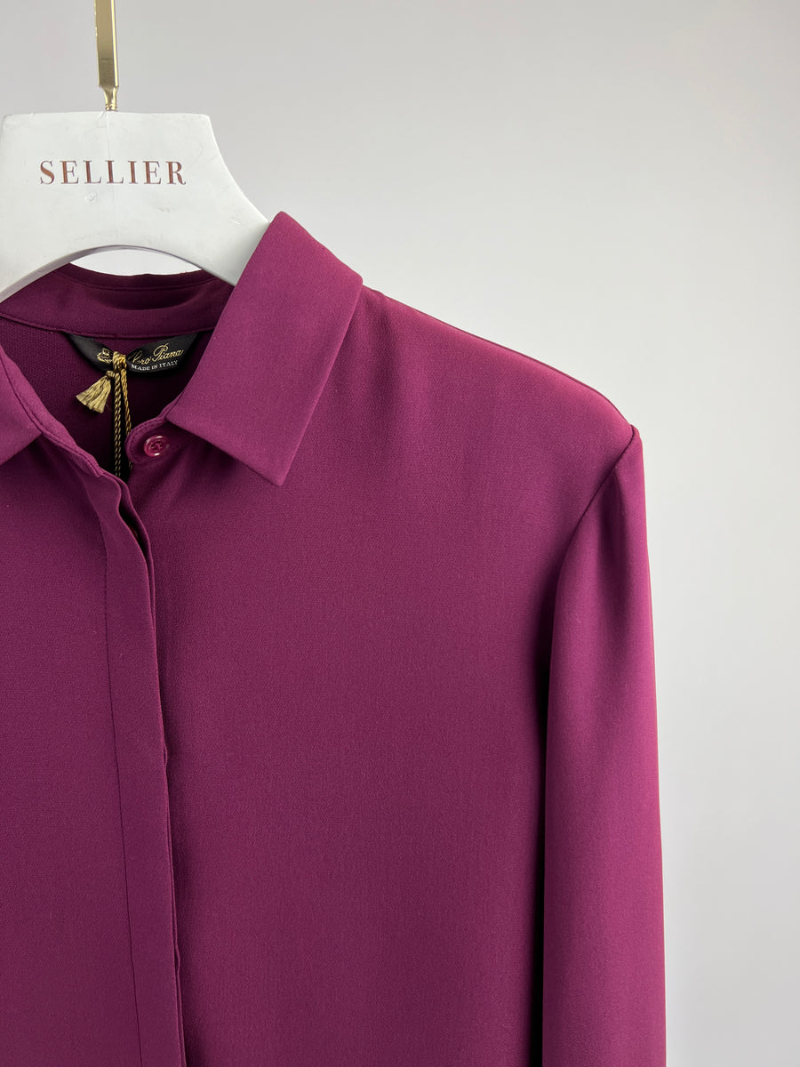 Loro Piana Burgundy Silk Tailored Shirt Size IT 44 ( UK 12)