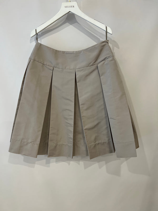 Prada Beige Nylon Silk Pleated Skirt Size IT 38 (UK 6)