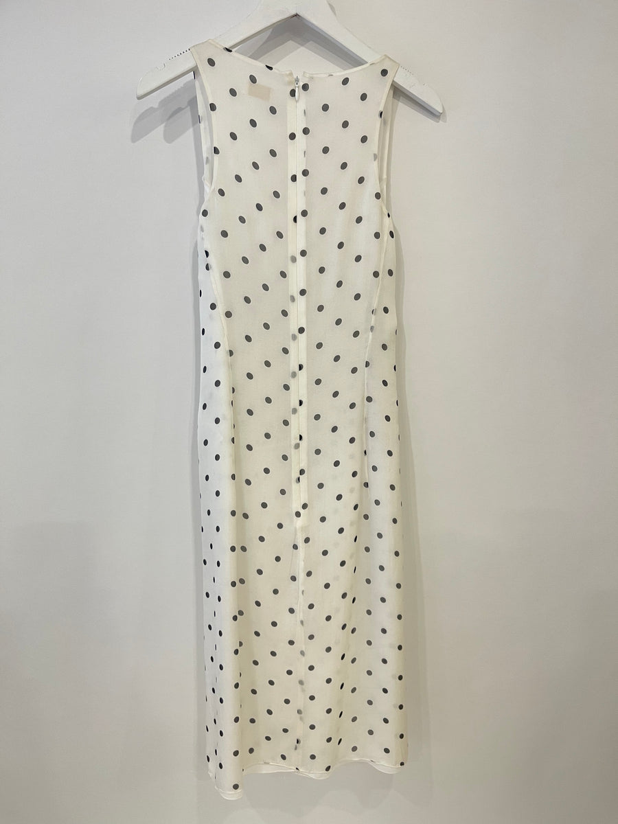 Valentino White Silk Polka Dot Dress with Belt Size IT 38 (UK 6)