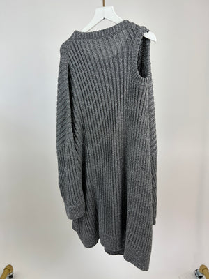 Raf Simons Metallic Ribbed Jumper with Cut Out Detail Size S (UK 10)