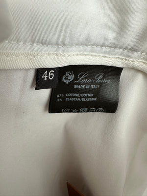 Loro Piana White Cotton Tailored Trousers Size IT 46 (UK 14)