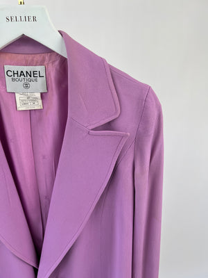 Chanel Vintage 97P Lilac Longline Blazer with CC Button Detail Size FR 38 (UK 10)