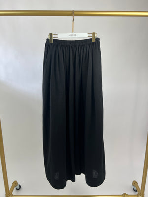 Matteau Black Linen Maxi Skirt with Elasticated Waist and Side Split Detail Size UK 12