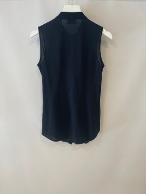 Fendi Black Button-up Sleeveless Shirt with Collar Detail Size IT 38 (UK 6)