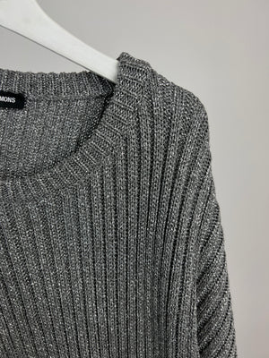Raf Simons Metallic Ribbed Jumper with Cut Out Detail Size S (UK 10)